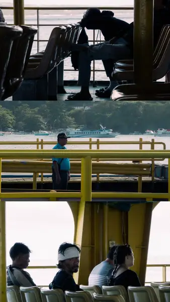 Passengers on the deck of a ferry