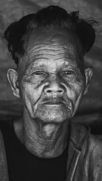 Portrait of an elderly man, black and white