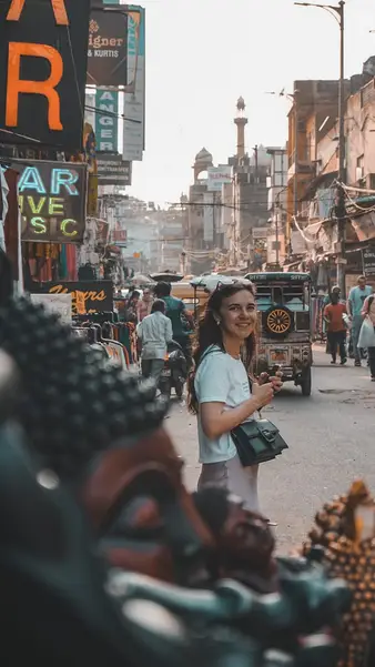 A bazaar street in the late afternoon