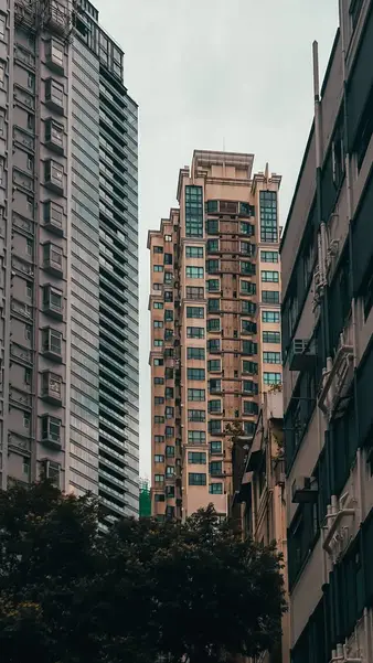 Balconies stacked over a quiet street