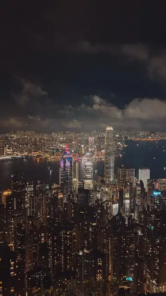 Kowloon and the harbour at night, from Victoria Peak