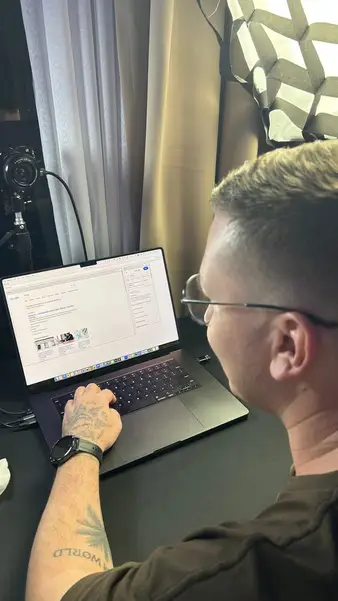 Working from a hotel room at night