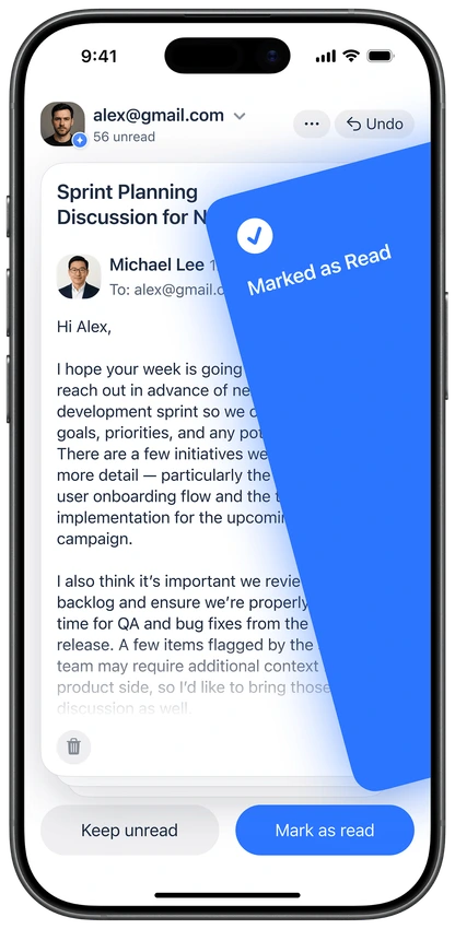 NoMail mobile interface — AI-sorted inbox