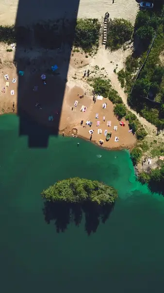 A small island off the beach, from above