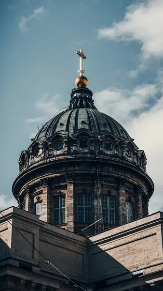 The dome of Kazan Cathedral against a summer sky